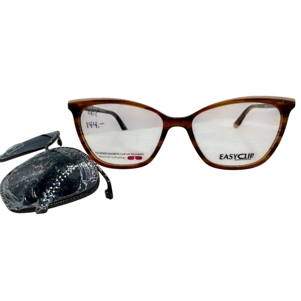 EasyClip EC511 Brown Tortoise Acetate Optical Eyeglass‎ Frame 53-15-135